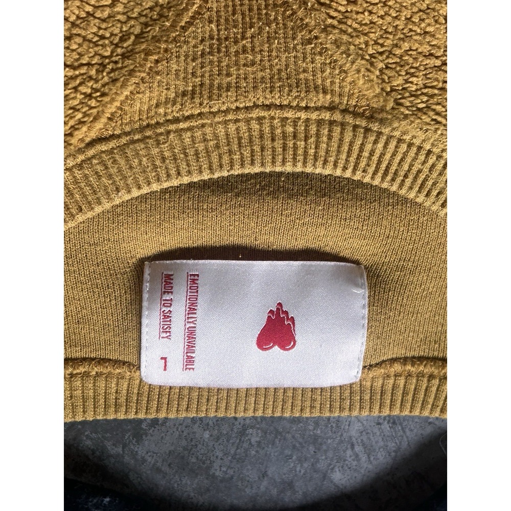 Emotionally Unavailable Crew Sweatshirt Medium Cream French Terry Mustard - Picture 5 of 12